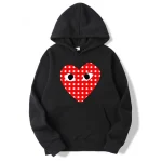 Comme Des Garcons White Dotted Heart Hoodie