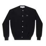 PLAY Round Neck Cardigan Black Rhinestone Heart (Black)