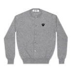 PLAY Round Neck Cardigan Black Rhinestone Heart (Light Grey)