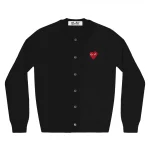 PLAY Round Neck Cardigan Red Emblem Black