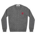 PLAY Round Neck Cardigan Red Emblem Grey