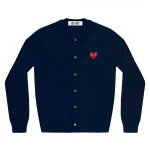 PLAY Round Neck Cardigan Red Emblem Navy