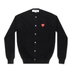 PLAY Round Neck Cardigan Red Rhinestone Heart (Black)