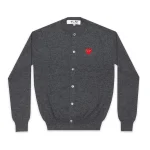 PLAY Round Neck Cardigan Red Rhinestone Heart (Grey)