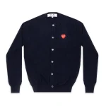 PLAY Round Neck Cardigan Red Rhinestone Heart (Navy)