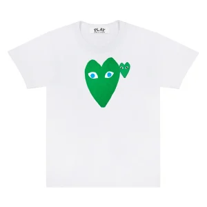 PLAY T-Shirt Large Green Heart with Blue Eyes