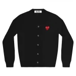 PLAY V-Neck Cardigan Red Emblem Black