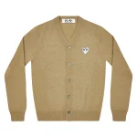 PLAY V-Neck Cardigan White Heart Natural Series Camel
