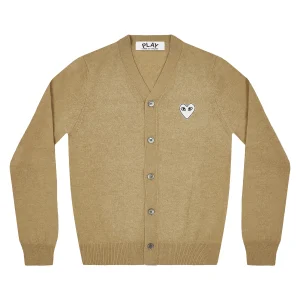 PLAY V-Neck Cardigan White Heart Natural Series Camel