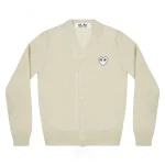 PLAY V-Neck Cardigan White Heart Natural Series Off White