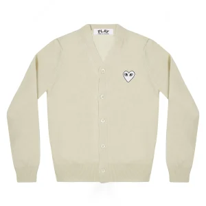 PLAY V-Neck Cardigan White Heart Natural Series Off White