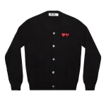 PLAY V-Neck Cardigan with Double Emblems Black