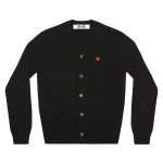 PLAY V-Neck Cardigan with Small Red Heart Black