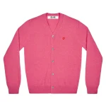 PLAY V-Neck Cardigan with Small Red Heart (Pink)