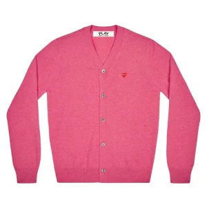 PLAY V-Neck Cardigan with Small Red Heart (Pink)