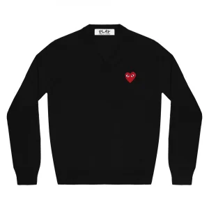 PLAY V-Neck Pullover Red Emblem (Black)
