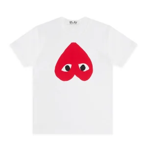 PLAY White T-Shirt with Red Reverse Heart
