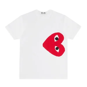 PLAY White T-Shirt with Red Side Heart