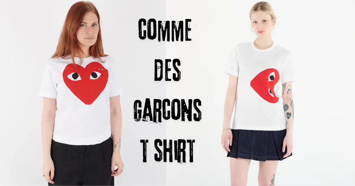 Comme des Garcons shirt with red embroidered heart logo on white cotton